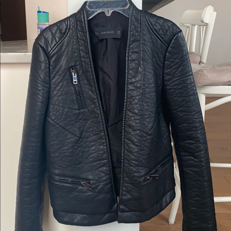 Zara Basic Black Leather Jacket